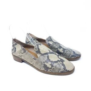 Lucky Brand Cahill Size 9 Grey Tan Snake Print Leather Loafer Animal